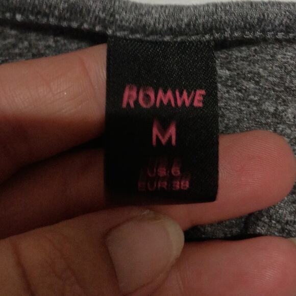 Rhinestone Spaghetti Strap Crop Top ROMWE SZ 6 Charcoal Heathered Gray - Picture 4 of 5